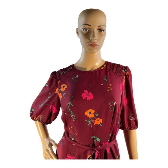 Donna Morgan Women's Bordeaux Electric Pink Multi Floral HighLow Dress size 12 - Picture 2 of 16